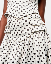 Ganni Printed Double Satin Long Pocket Skirt Egret
