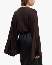 House of Dagmar Jersey Kimono Top Chocolate Brown