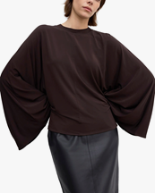 House of Dagmar Jersey Kimono Top Chocolate Brown