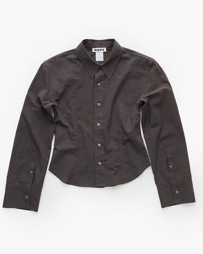 HOPE Shape Shirt Dark Brown Check