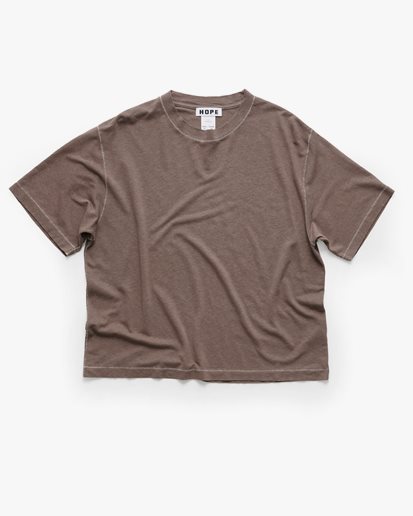 HOPE Boxy Roll Tee Plum Grey Hemp