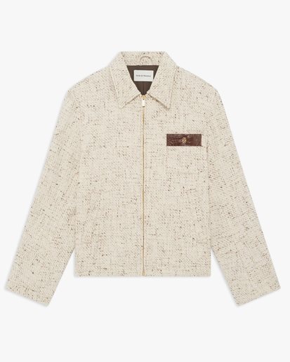 Drôle De Monsieur Straight Tweed Jacket Ecru