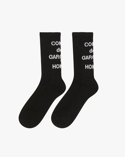 Comme des Garçons Homme Ribbed Logo Socks Black