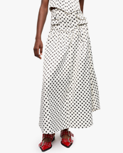 Ganni Printed Double Satin Long Pocket Skirt Egret