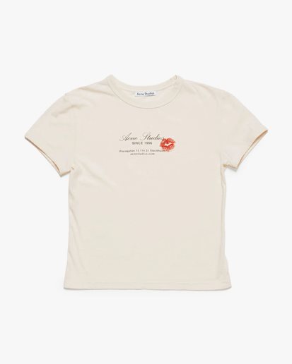 Acne Studios Kiss Print T-Shirt Pearl Grey