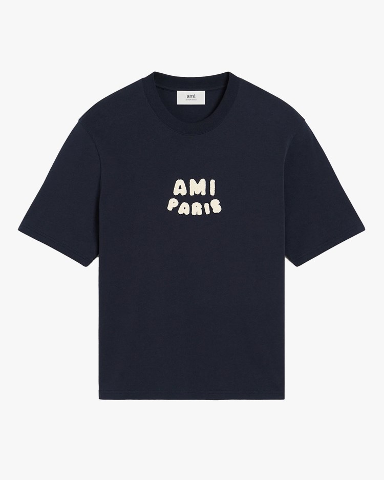 AMI Paris Embroidered Logo T-Shirt Navy Blue