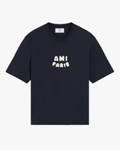 AMI Paris Embroidered Logo T-Shirt Navy Blue