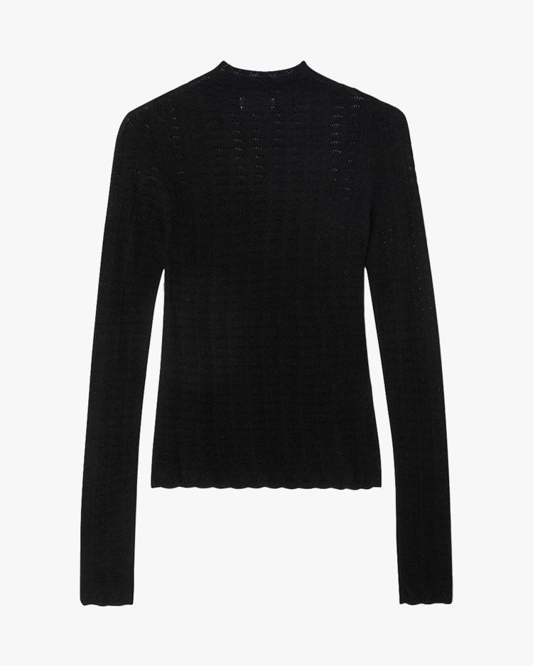 House of Dagmar Lace Knit Top Black