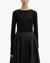 House of Dagmar Lace Knit Top Black