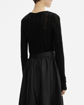 House of Dagmar Lace Knit Top Black