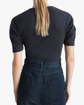LEMAIRE Fitted Henley Top Jet Black