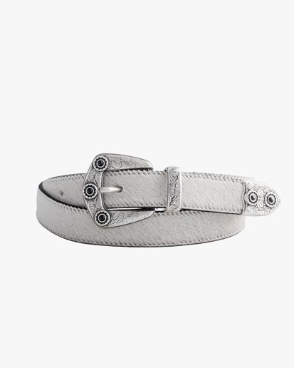 MOLEBO Decorated Western Belt White