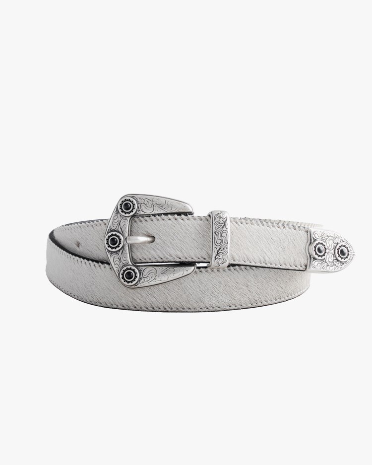 MOLEBO Decorated Western Belt White