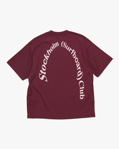 Stockholm Surfboard Club Regular Back Logo T-Shirt Maroon