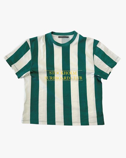 Stockholm Surfboard Club Box T-Shirt Stripe Green/White