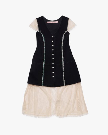Stockholm Surfboard Club Suzy Laced Denim Dress Black