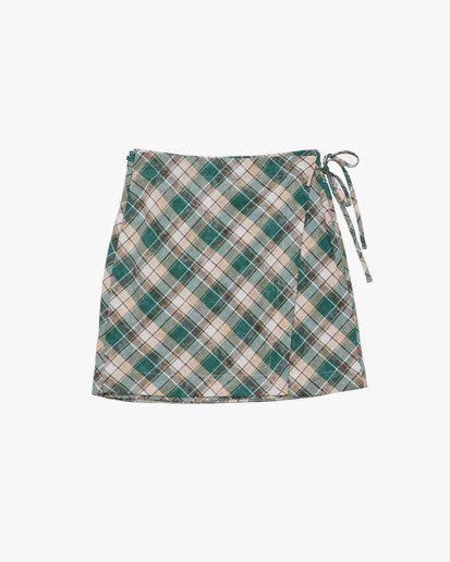 Stockholm Surfboard Club Wrap Skirt Green Check