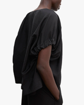 House of Dagmar Rouched V-Neck Top Black