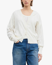 House of Dagmar Pointelle Cardigan Ivory White