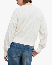 House of Dagmar Pointelle Cardigan Ivory White