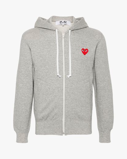 Comme des Garçons Play Red Heart Zip Sweatshirt Grey