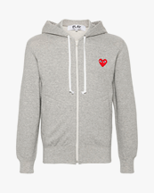Comme des Garçons Play Red Heart Zip Sweatshirt Grey