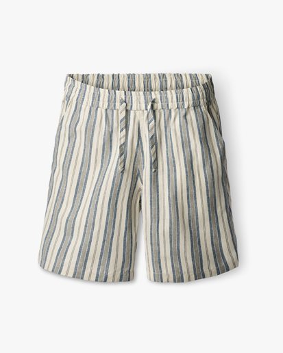 Forét Serene Linen Shorts Blue Stripe