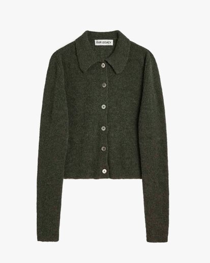 Our Legacy Mazzy Polo Moss Green Fuzzy Alpaca