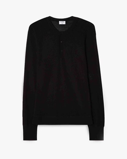 Filippa K Mesh Knit Henley Black