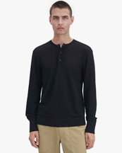 Filippa K Mesh Knit Henley Black
