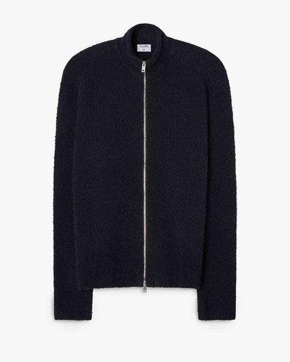 Filippa K Ribbed Cotton Zip Cardigan Navy