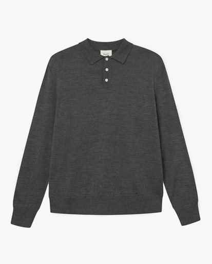 Forét Base Merino Polo Knit Dark Grey Melangé