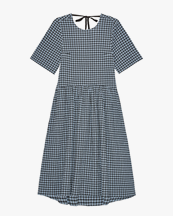 Ganni Seersucker Check Midi Dress Soft Chambray