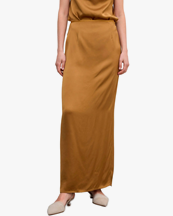 House of Dagmar Maxi Fluid Skirt Dull Gold