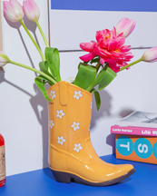 Doiy Rodeo Cowboy Boot Vase Yellow