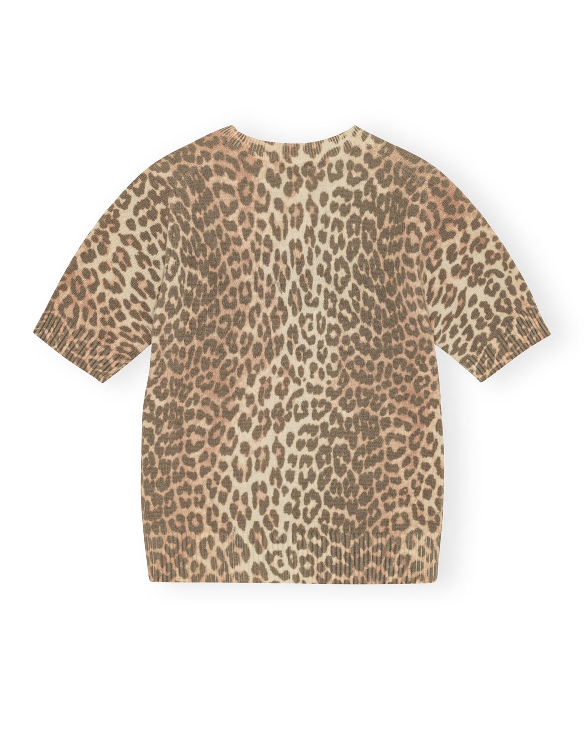 【GANNI】送料・関税込★Leopard RelaxFit Short Sleeve T-shirt Leopard White Basic Jersey Leopard Relaxed T-shirt | GANNI