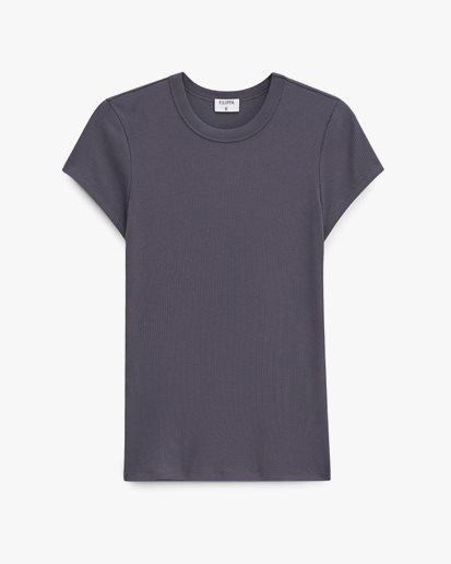 Filippa K Fine Rib Tee Charcoal Grey