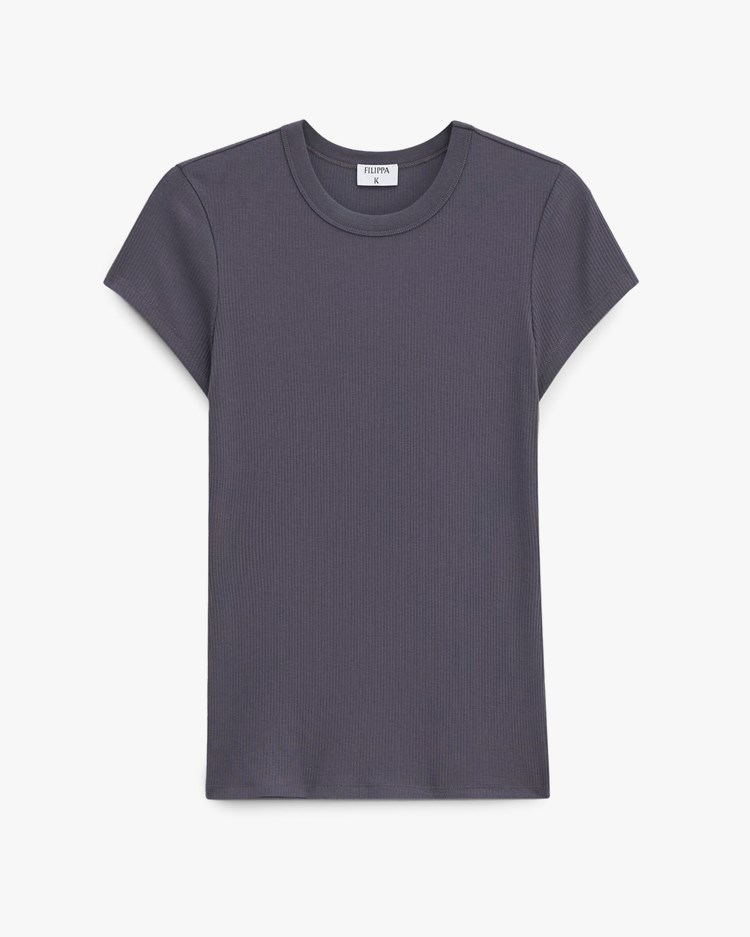 Filippa K Fine Rib Tee Charcoal Grey