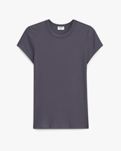 Filippa K Fine Rib Tee Charcoal Grey