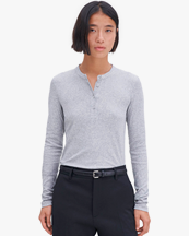 Filippa K Soft Rib Henley Light Grey
