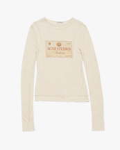 Acne Studios Double-Layer Printed Long Sleeve Top Ecru Beige