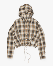 Acne Studios Hooded Checkered Flannel Shirt Beige/Black