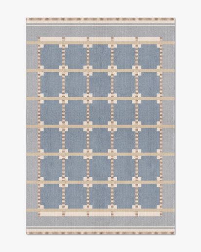Layered Röllakan Ruth Wool Rug Summer Sky