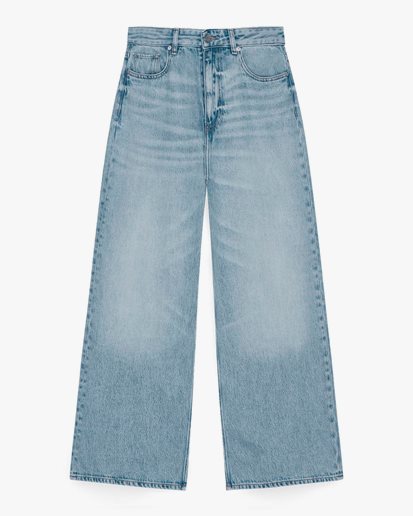 Ganni Soft Rigid Denim Baggy Jeans Light Blue Stone