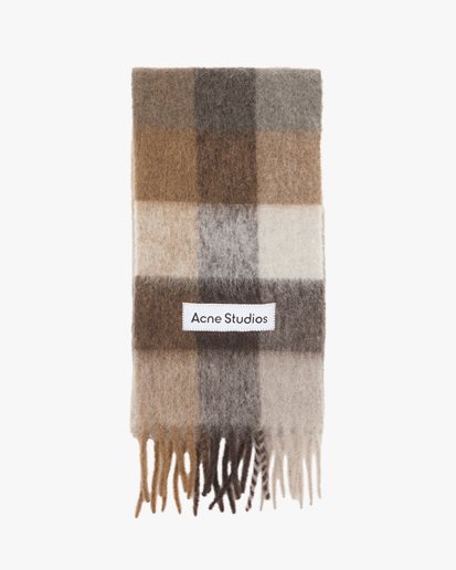 Acne Studios Mohair Checked Scarf Dark Brown/White/Brown