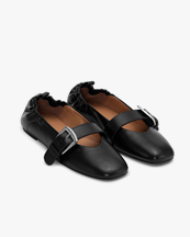 Ganni Butterfly Strap Ballerina Crinkle Black