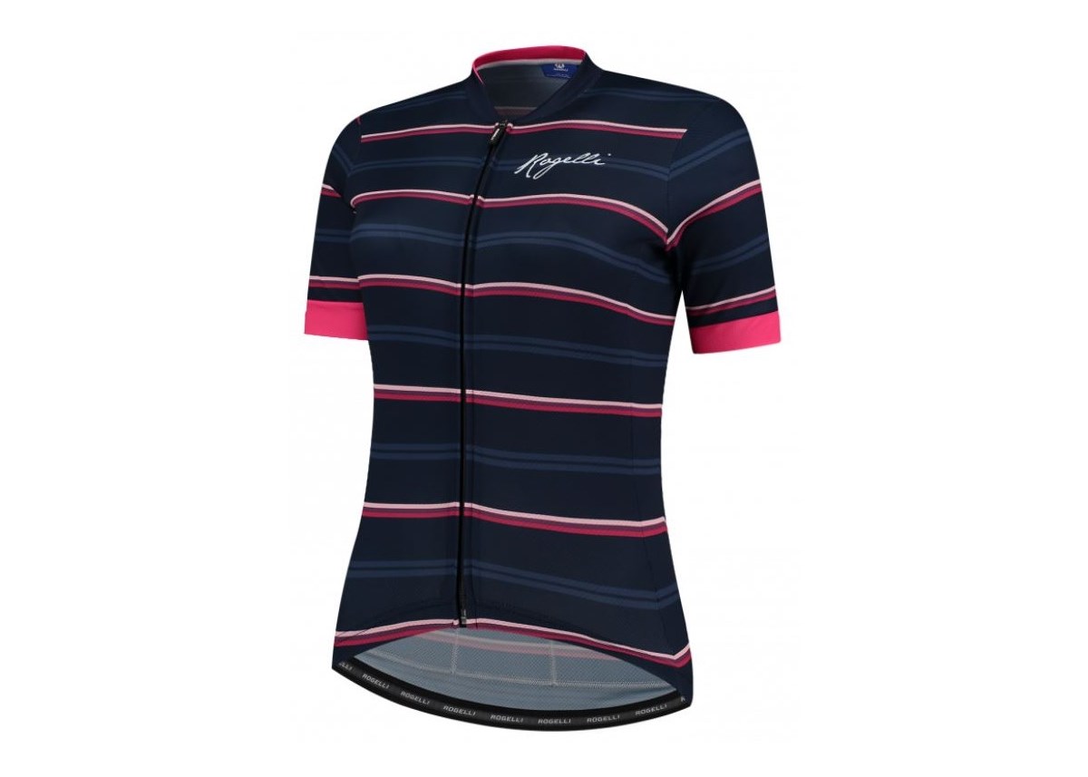 Rogelli Stripe SS W Kortärmad Cykeltröja Dam Blue Pink