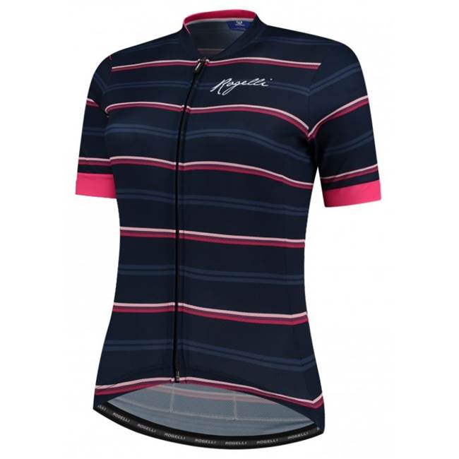 Rogelli Stripe SS W Kortärmad Cykeltröja Dam Blue Pink