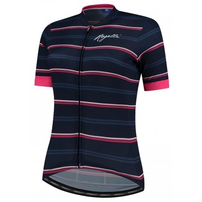 Rogelli Stripe SS W Kortärmad Cykeltröja Dam Blue Pink