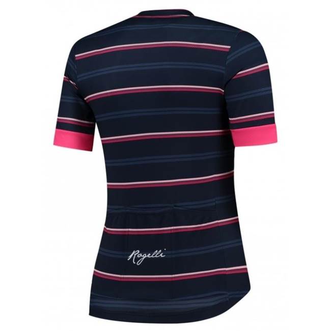 Rogelli Stripe SS W Kortärmad Cykeltröja Dam Blue Pink